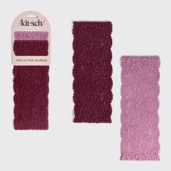 Cherry Lacquer & Dusty Pink Wide Lace Headbands 2pc Set
