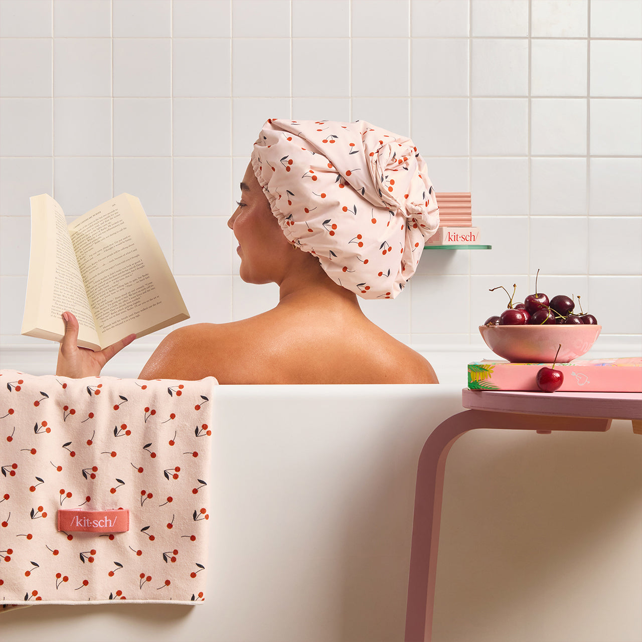 69957-69964-Satin-LinedFlexiShowerCap-XLHairTowelWrap-SeasonalCollection-CherryPrint-Model-1280x1280px_ad8797a6-b79b-4b25-94dc-ff3967073e61-1.jpg